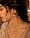 Pearl Tassel Traditional Earrings - Gold Tone | Zevar Co.