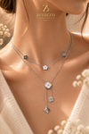 Silver Floral Layered Pendant Necklace | Zevar Co.