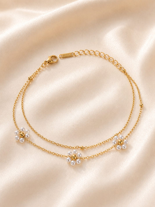Pearl Blossom Double-Layer Bracelet