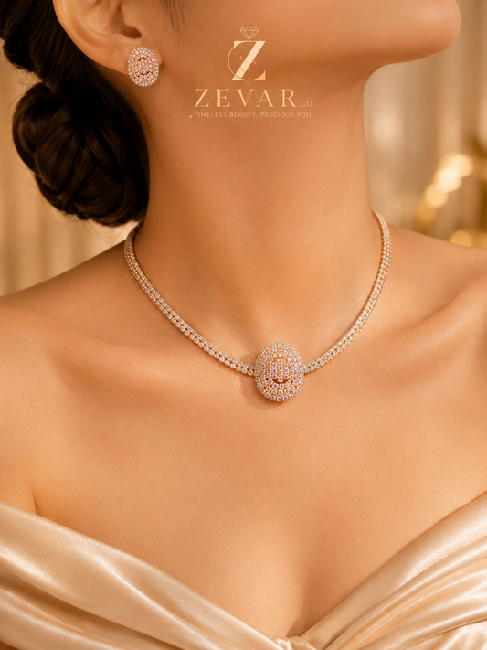 Crystal Oval Tennis Jewelry Set | Zevar Co.