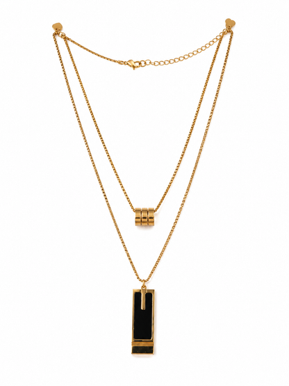 Black Bar Pendant Necklace