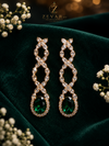 Emerald Luxe Drop Earrings + Gold silver Tone | Zevar Co.