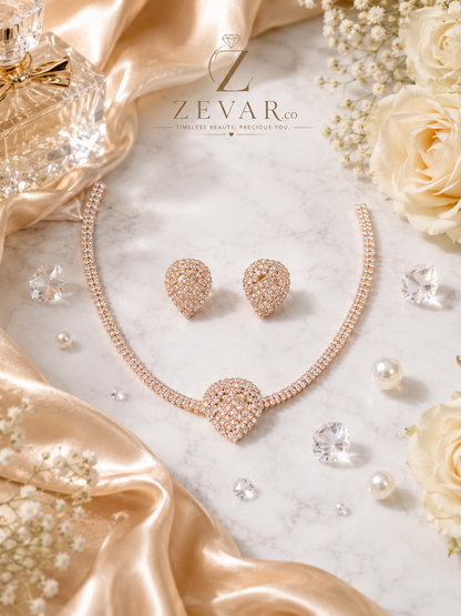 Crystal Heart Tennis Jewelry Set | Zevar Co.