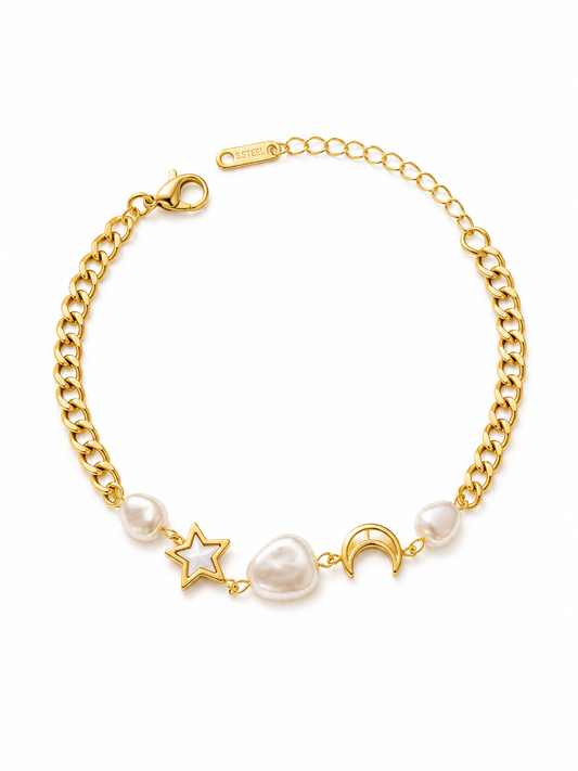 Celestial Pearl Charm Bracelet