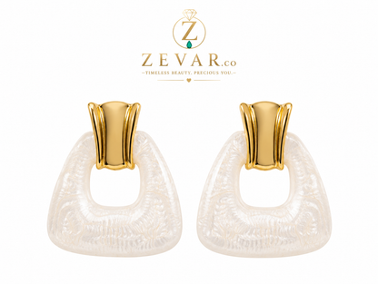 Luna Pearl Statement Earrings - Gold Tone | Zevar Co