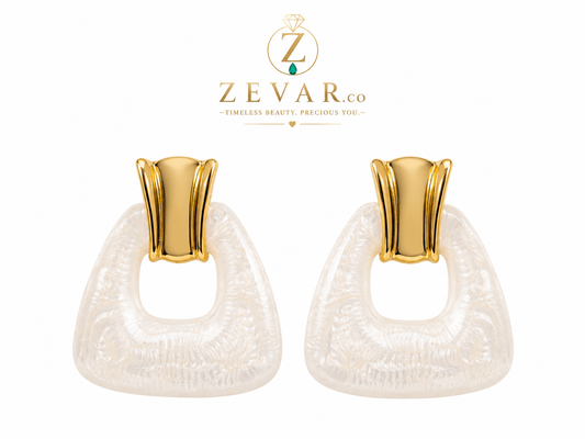 Luna Pearl Statement Earrings - Gold Tone | Zevar Co