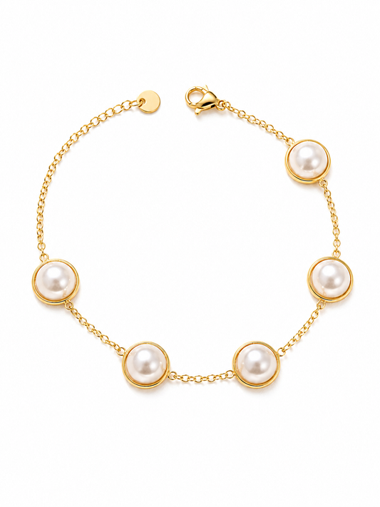 Golden Pearl Halo Bracelet