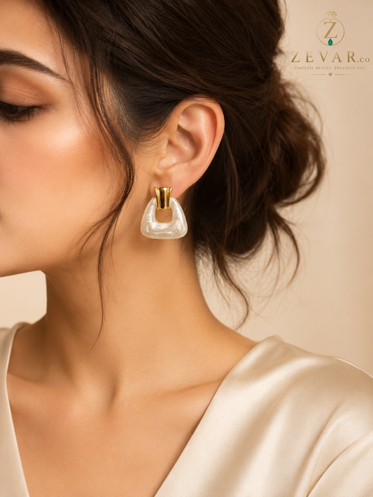 Luna Pearl Statement Earrings - Gold Tone | Zevar Co