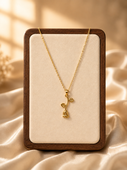 Golden Falling Rose Pendant