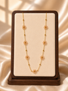 Delicate Floral Pearl Chain Necklace