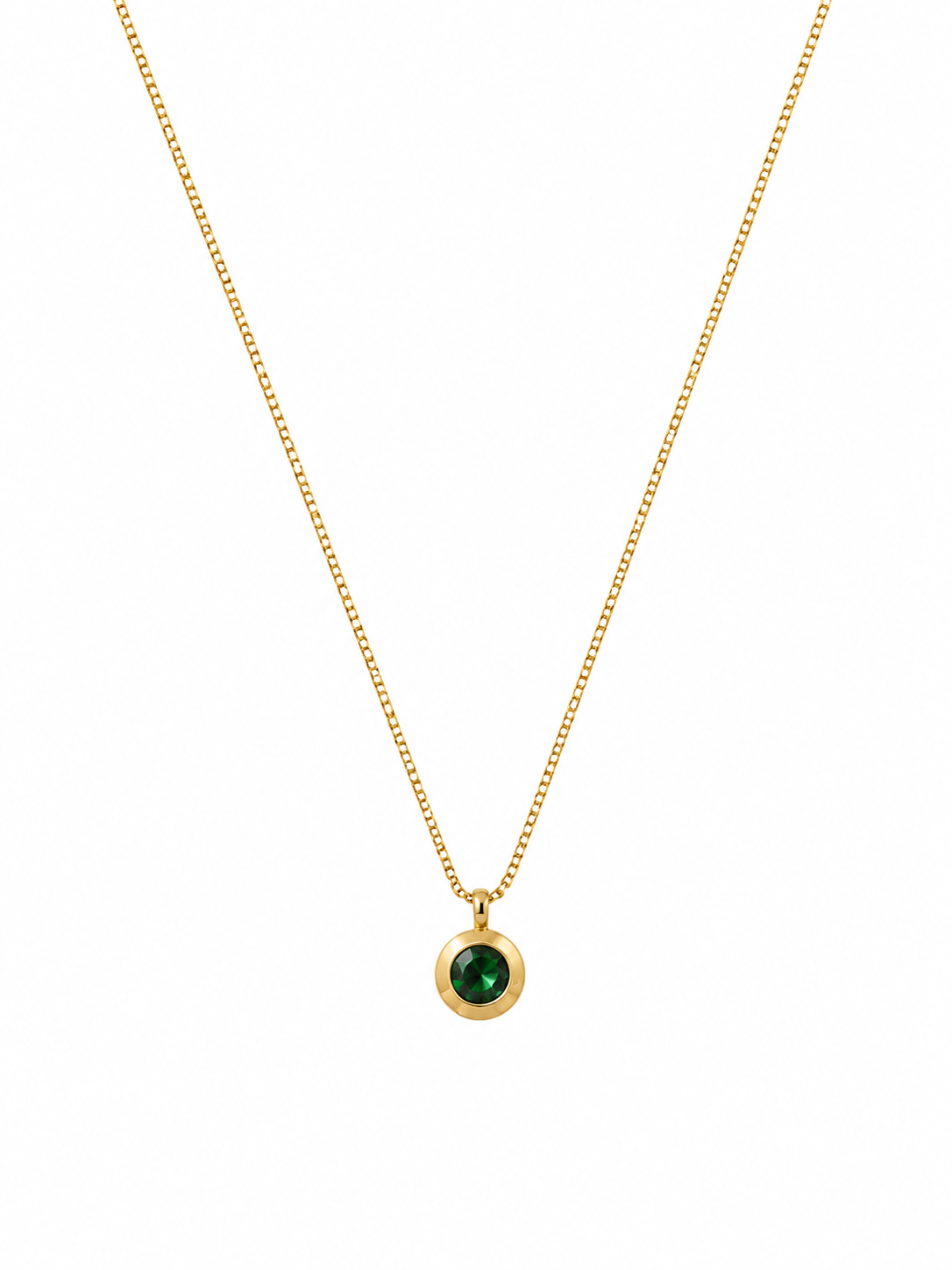 Emerald Green Round Pendant Necklace