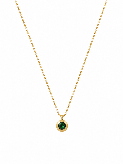 Emerald Green Round Pendant Necklace