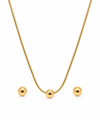 Classic Gold Ball Necklace & Stud Earrings Set