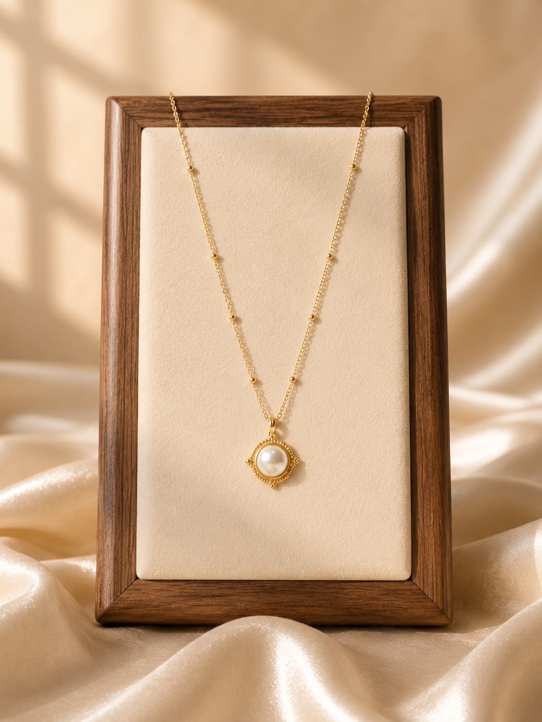 Pearl Medallion Beaded Chain Necklace