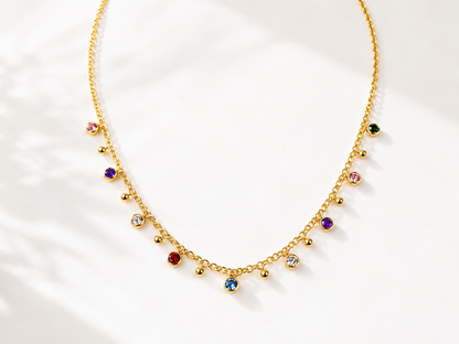 Rainbow Gemstone Charm Necklace