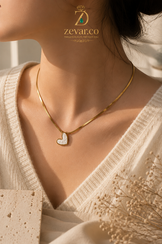 Heart Pendant Snake Chain Necklace | Zevar Co.