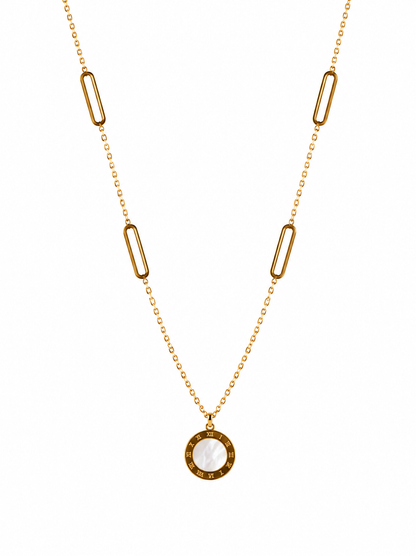 Roman Numeral Pearl Pendant Necklace