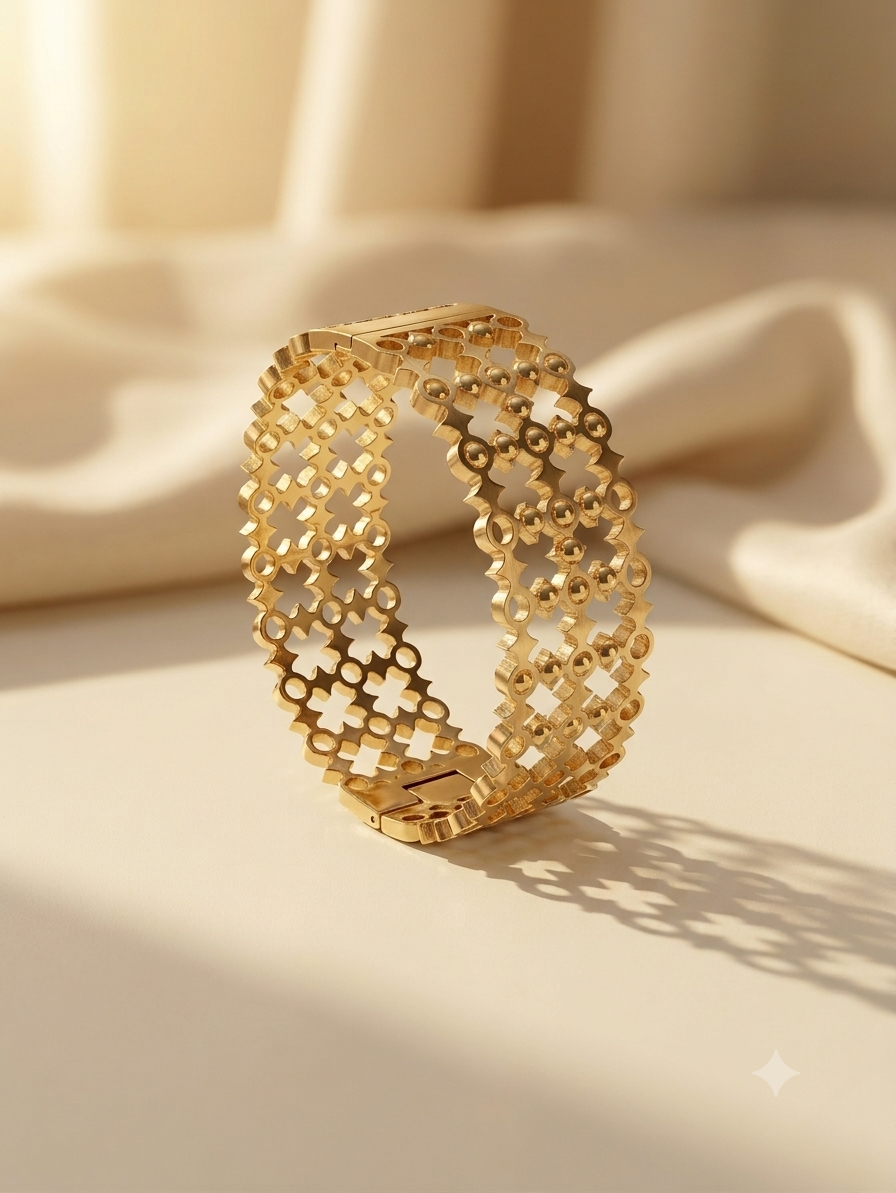 Luxury Floral Cut-Out Cuff Bracelet - Premium Stainless Steel