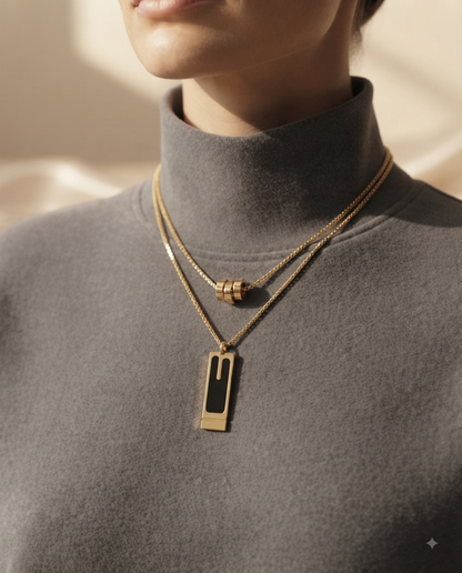 Black Bar Pendant Necklace
