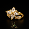 Marquise Crystal Flower Ring - One-Carat Look with Leaf Detail | Zevar Co.