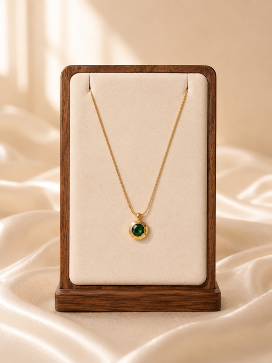 Emerald Green Round Pendant Necklace