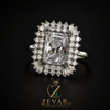 Radiant Cut Crystal Double Halo Statement Ring - Diamond Tone | Zevar Co.
