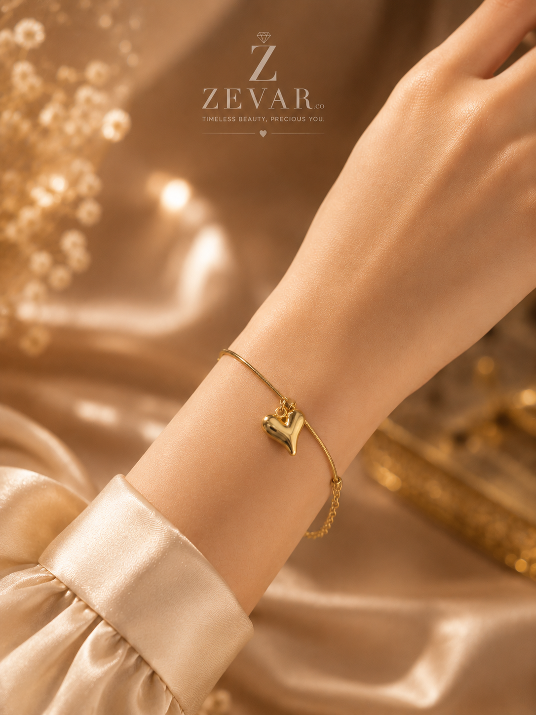 Amour Gold Heart Bracelet | Zevar Co.