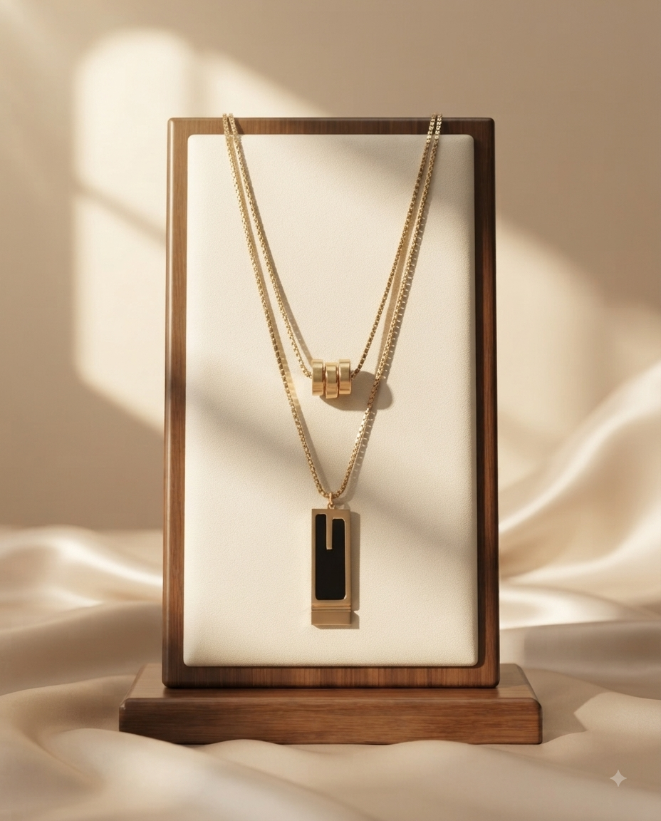 Black Bar Pendant Necklace