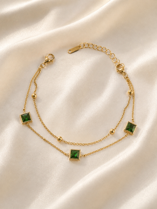 Emerald Green Double-Layer Bracelet