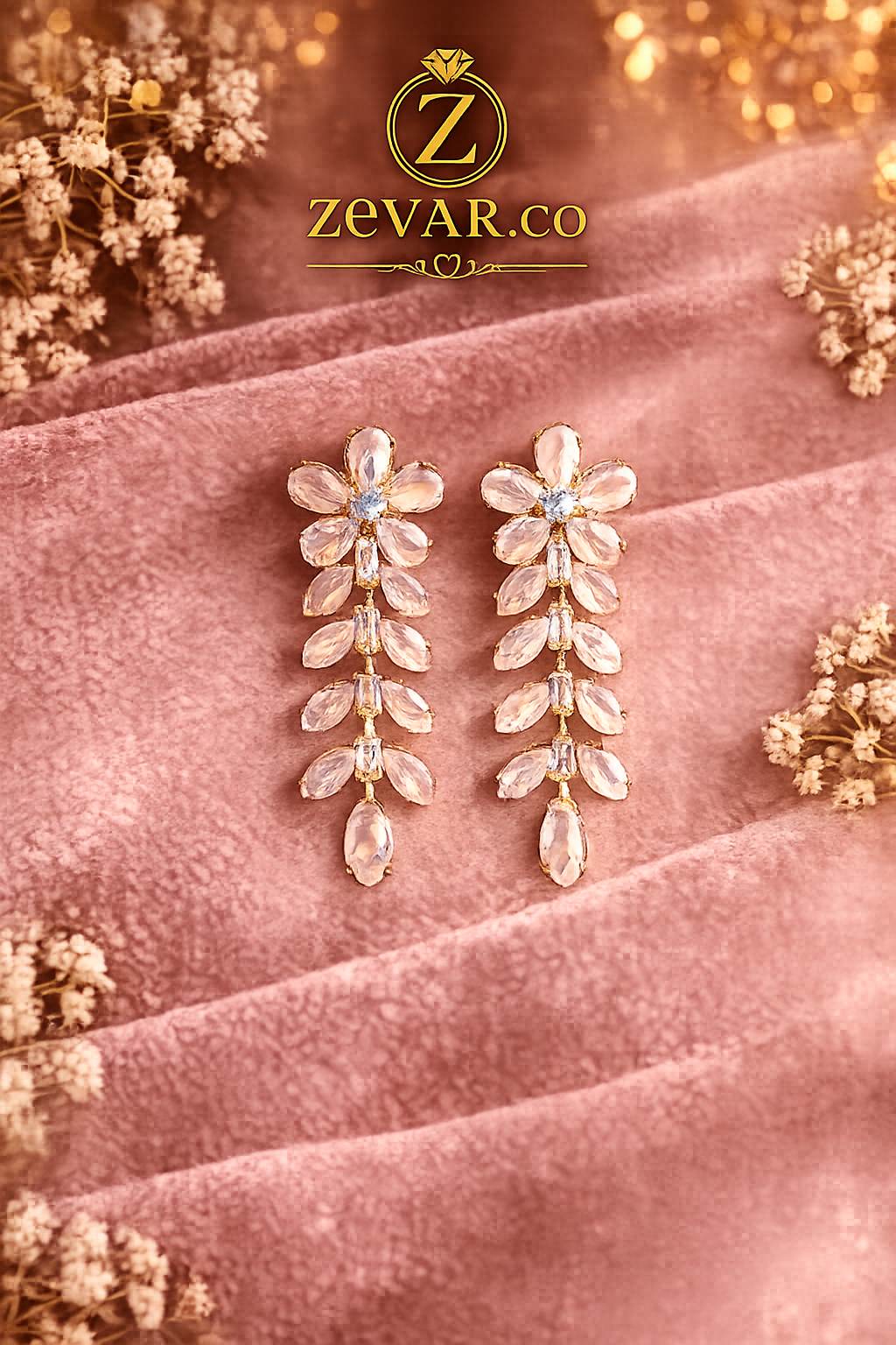 Blush Blossom Drop Earrings - Gold Tone | Zevar Co.