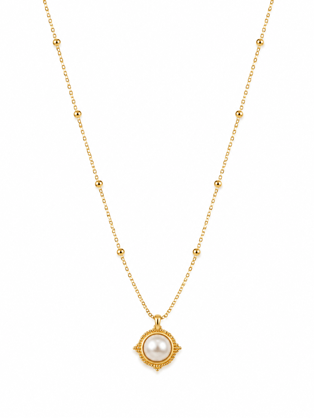 Pearl Medallion Beaded Chain Necklace