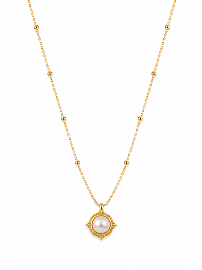 Pearl Medallion Beaded Chain Necklace