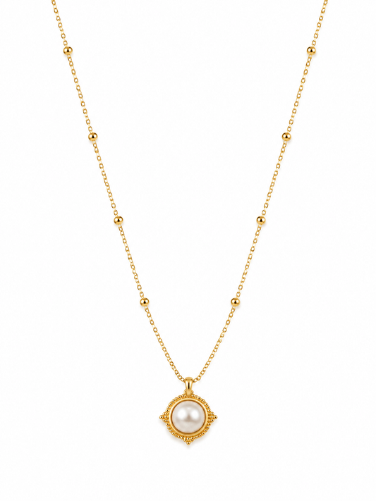 Pearl Medallion Beaded Chain Necklace
