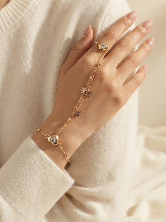 Heart & Butterfly Hand Chain