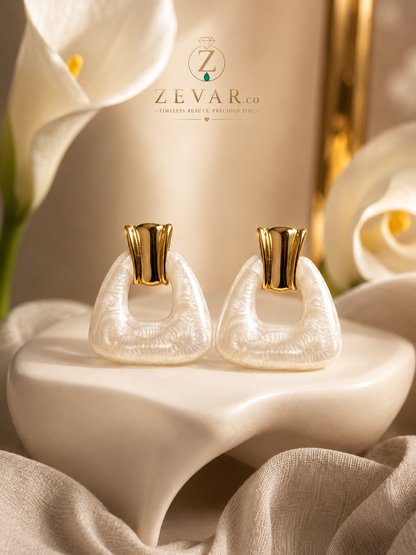 Luna Pearl Statement Earrings - Gold Tone | Zevar Co