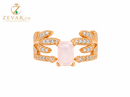 Blush Crystal Leaf Ring - Rose Gold | Zevar Co.