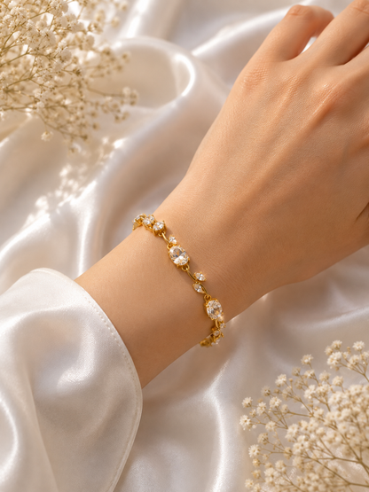 Crystal Vine Tulip Bracelet + Gold Tone | Zevar Co.