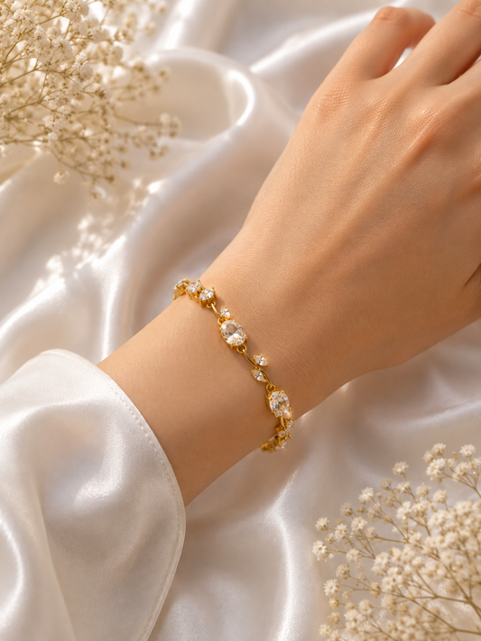 Crystal Vine Tulip Bracelet + Gold Tone | Zevar Co.