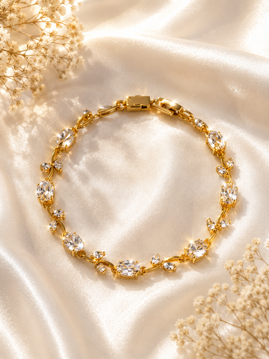 Crystal Vine Tulip Bracelet + Gold Tone | Zevar Co.